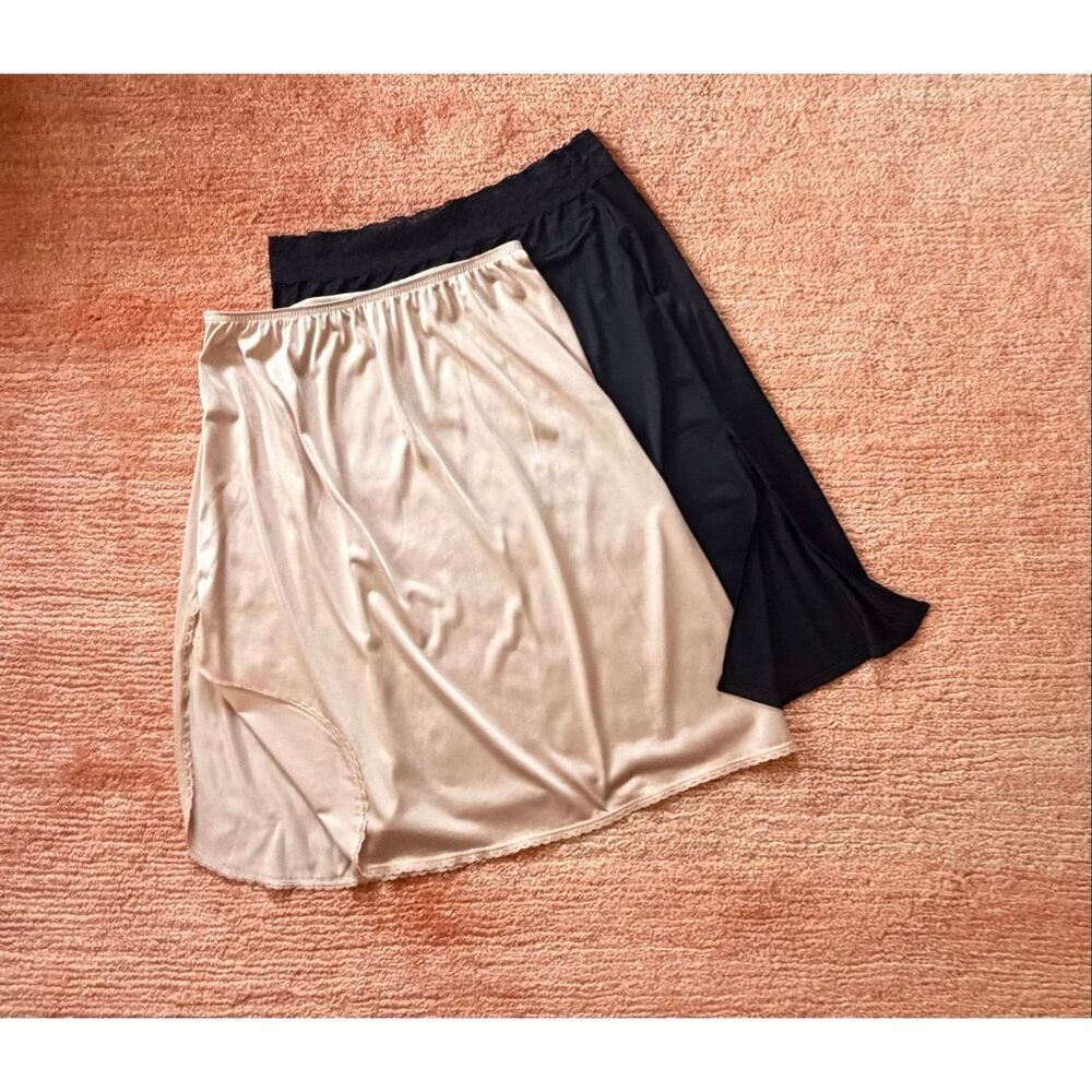 Vassarette Slip Skirt Set Nude & Black Size L 34